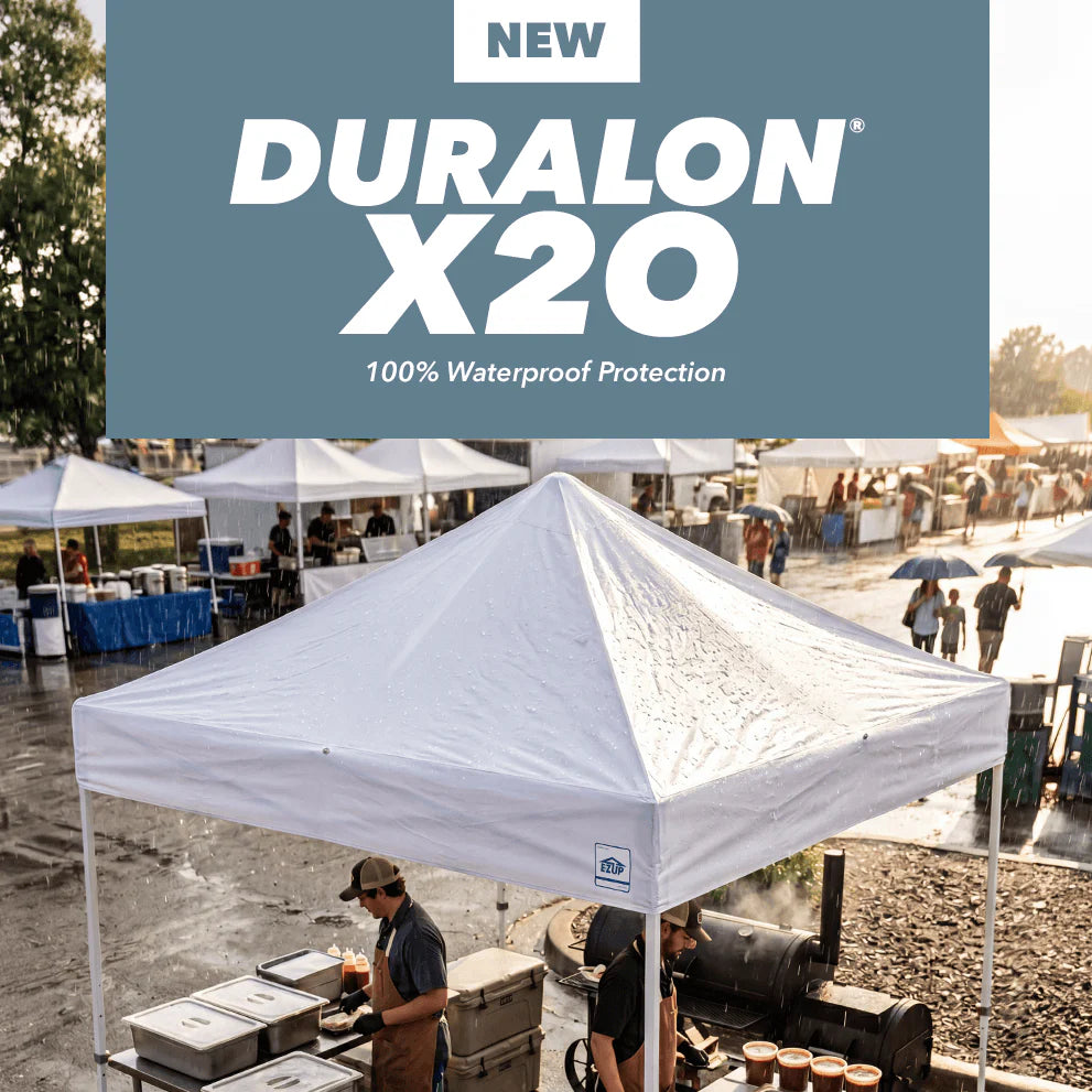 E-Z UP Duralon X2O — 100% waterproof pop-up canopy for the toughest conditions